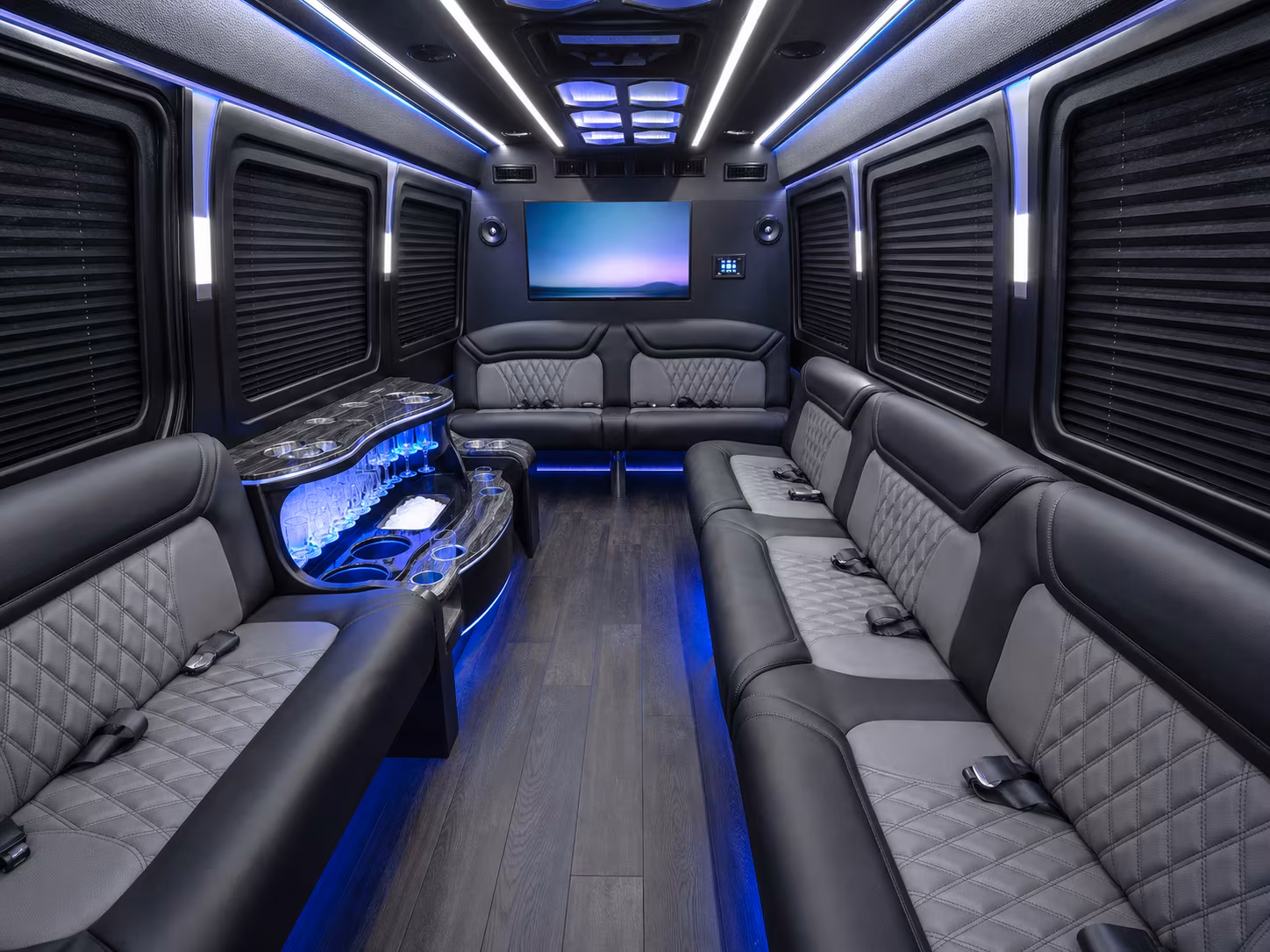 stonecrest 18 passenger party bus interior
